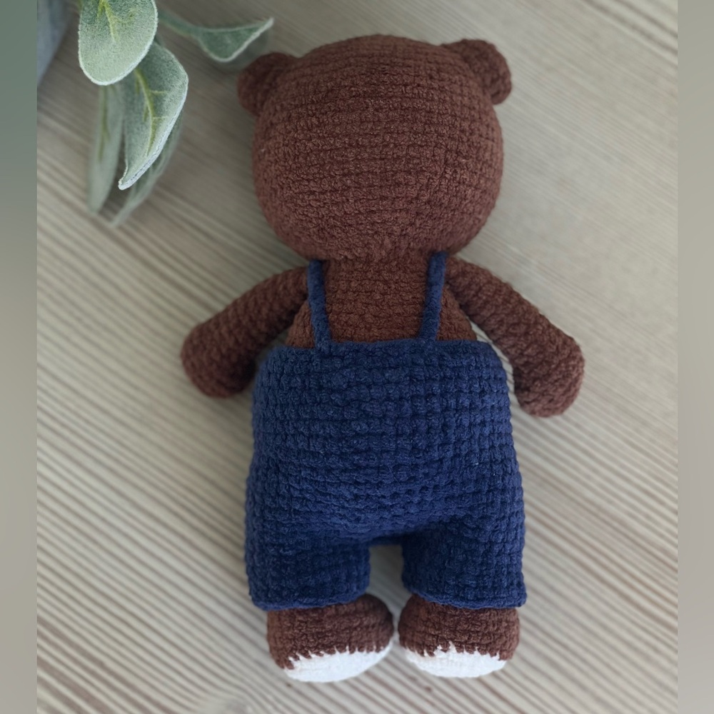 ‼️Handmade/Crochet Bear In Overalls ‼️ - Picture 4 of 8